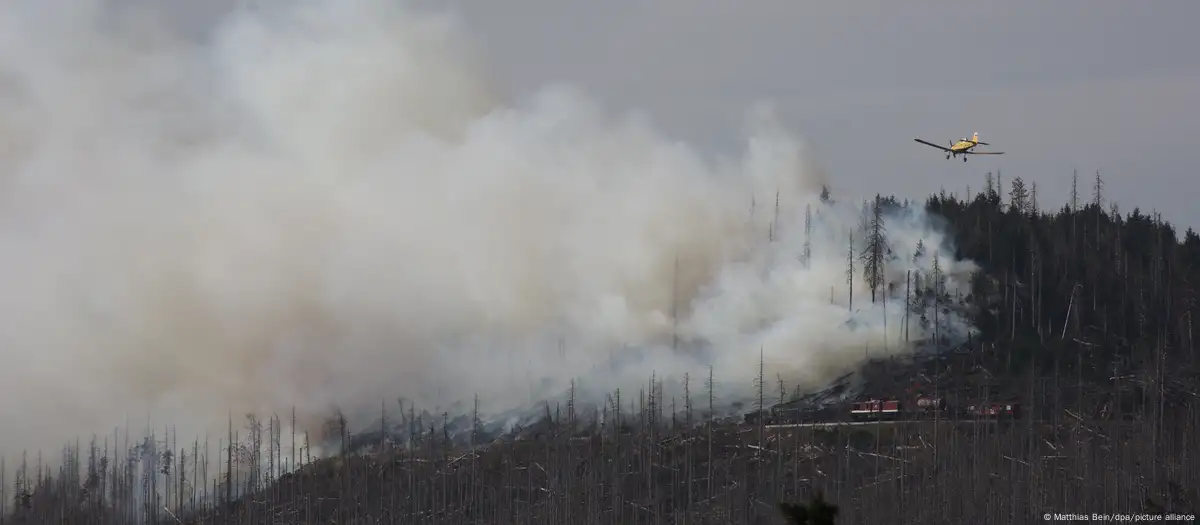 Major wild fire in German Harz Mountains required air assistance